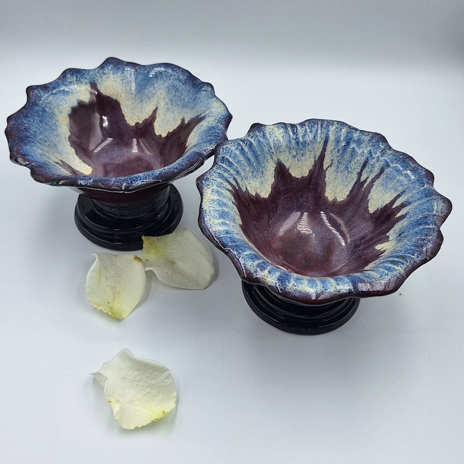 Collection of ceramic pieces with botanical designs